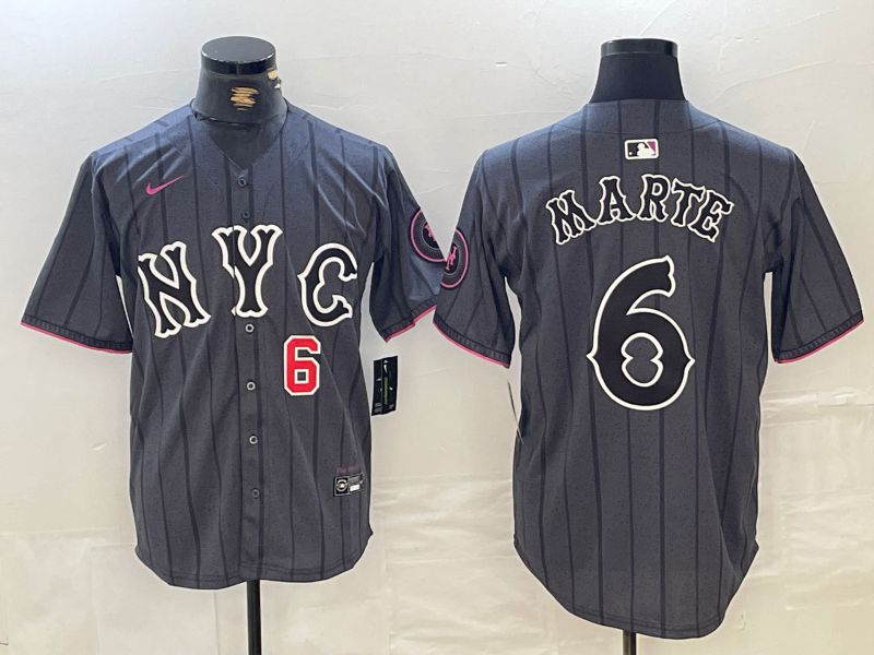 Men New York Mets #6 Marte Black City Edition 2024 Nike MLB Jersey style 3->washington commanders->NFL Jersey